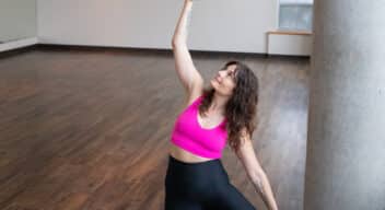 Woman in gate pose