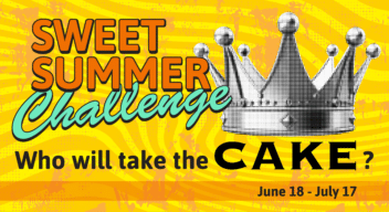 Promotional graphic for Firelight Yoga's "Sweet Summer Challenge" Who will take the Cake?
