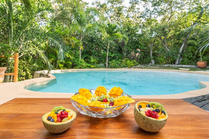 Fresh fruit by the pool